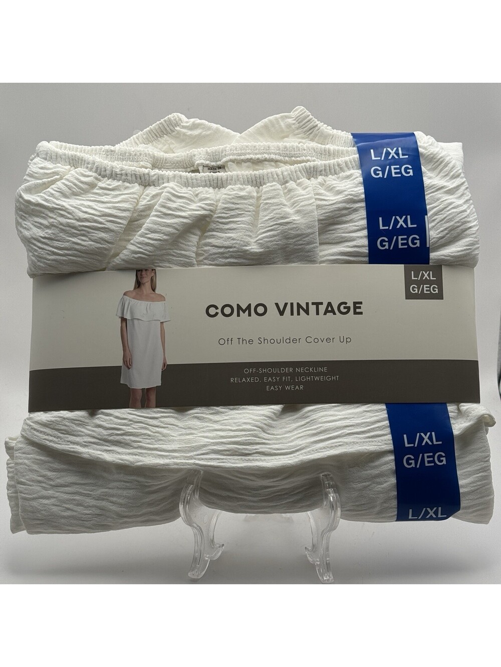 Como Vintage Off-Shoulder Lightweight Cover Up White Women’s L/XL